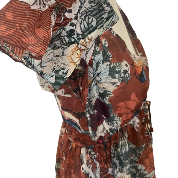 Hemant & Nandita ANTHROPOLOGIE Zeri Brown Floral Tiered Peasant Dress - Picture 8 of 16